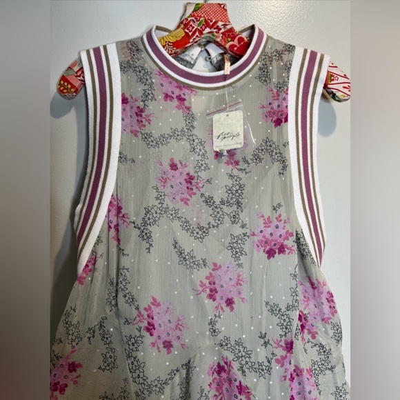 Free People Bali Adaire Metallic Dots Printed Floral Maxi Dress M